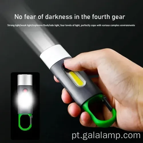 Mini lanterna recarregável com holofotes brancos brilhantes